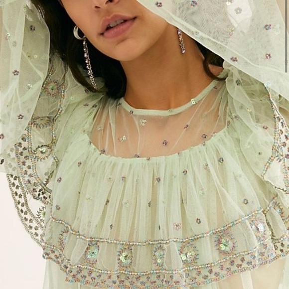 Free People Beaded Disco Ball Blouse NWOT - Picture 3 of 4